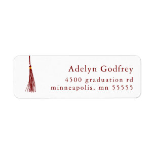 Maroon Tassel Graduation Return Address Label