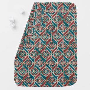 Maroon, Teal Ethnic Pattern, Flowers, Chevrons Baby Blanket