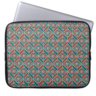 Maroon, Teal Ethnic Pattern, Flowers, Chevrons Laptop Sleeve