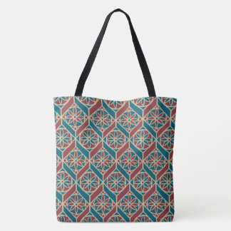 Maroon, Teal Ethnic Pattern, Flowers, Chevrons Tote Bag