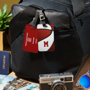 maroon team colors sports gifts basketball luggage tag