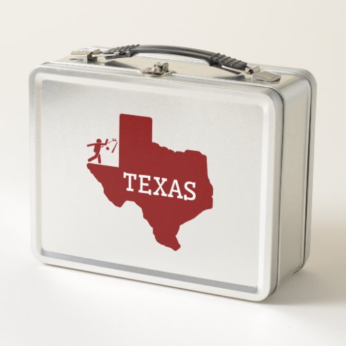Maroon Texas Bowling Lane Spirit Design Metal Lunch Box