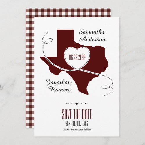 Maroon Texas Curling Ribbon Save the Date