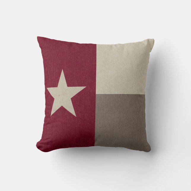 Maroon Texas Flag Fabric Throw Pillow (Front)