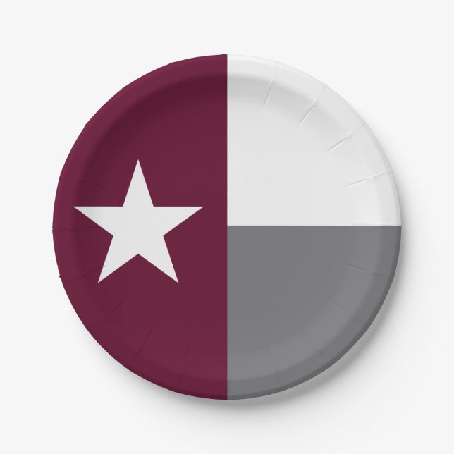 Maroon Texas Flag Paper Plates (Front)