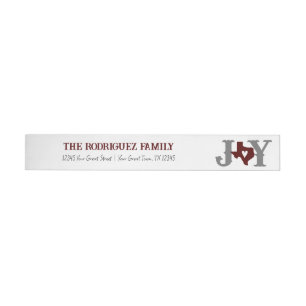 Maroon Texas JOY Holiday Wrap Around Label