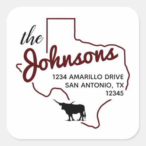 Maroon Texas Longhorn Family Address Label