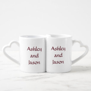 Maroon Text Custom Couple Wedding Lovers  Coffee Mug Set
