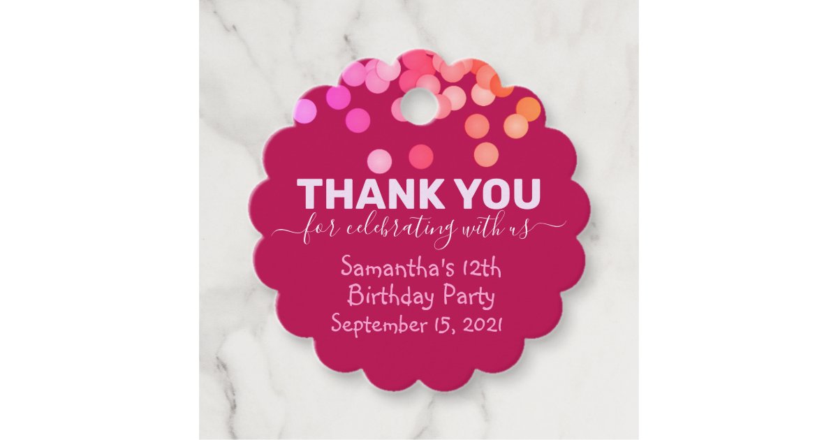 Maroon Thank You for Celebrating With Us Birthday Favor Tags | Zazzle