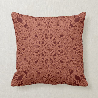 Maroon throw pillow. Floral psychedelic design Pillow
