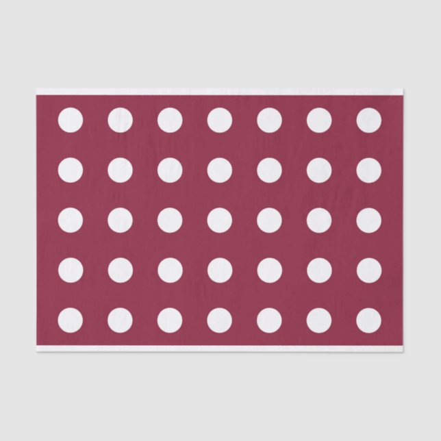 Maroon Tissue Paper with White Polka Dots (Front)