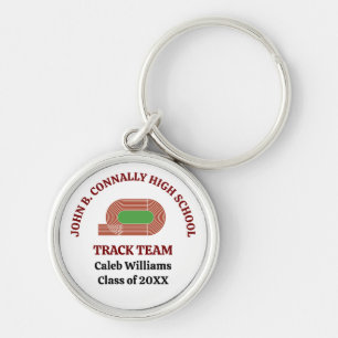 Maroon Track Team Custom High School Runner Keychain