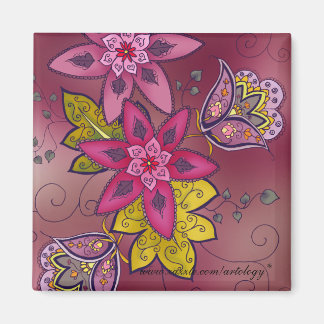 Maroon Tulips Magnet (square)