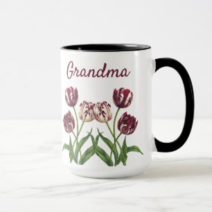 Maroon Tulips With Name Mug