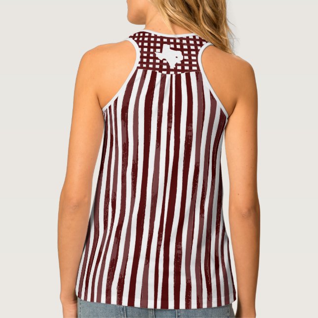 Maroon vertical Striped Women's Tank Top (Back)