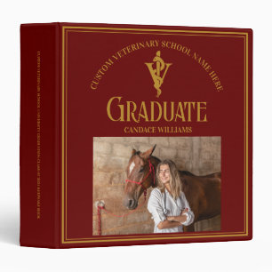 Maroon Veterinary School Graduate Photo Album 3 Ring Binder