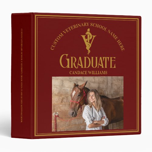 Maroon Veterinary School Graduate Photo Album 3 Ring Binder