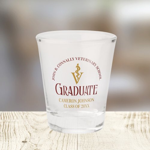 Maroon Veterinary School Graduation Custom Shot Glass
