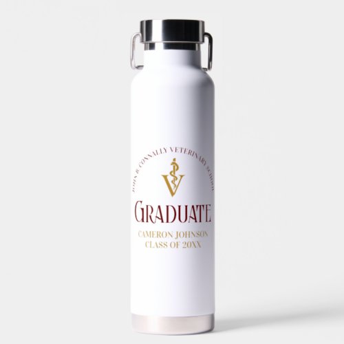 Maroon Veterinary School Graduation Custom Water Bottle