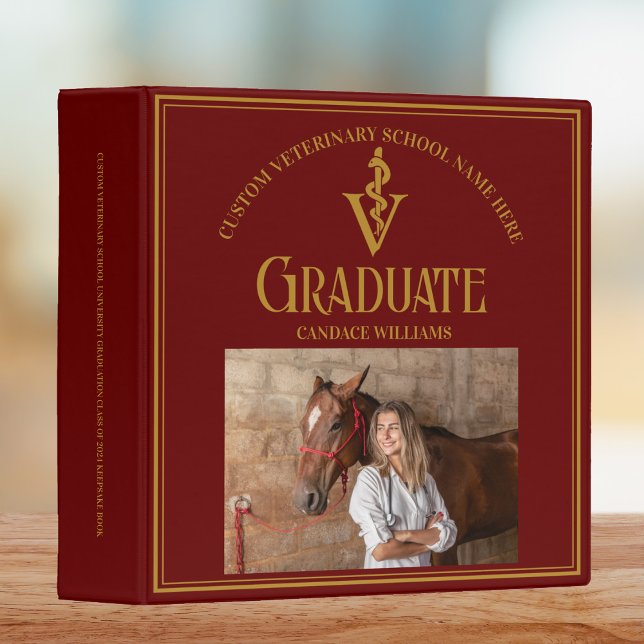 Maroon Veterinary School Graduation Photo Album 3 Ring Binder (Creator Uploaded)