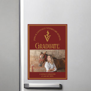 Maroon Veterinary School Photo Graduate Magnet