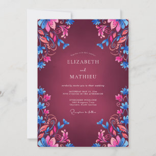 Maroon Vivid Bohemian Wedding Invitation