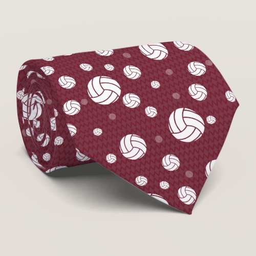 Maroon Volleyball Chevron Patterned Neck Tie
