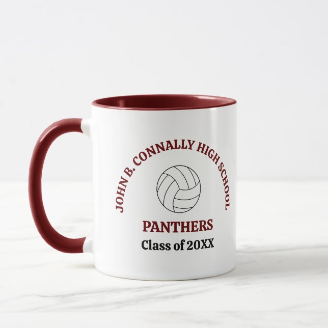 Maroon Volleyball Player Personalized Team Mug (Left)
