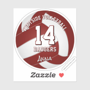 maroon volleyball team colors kids team name sticker