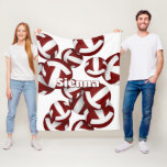 maroon volleyball team colors sports room decor fleece blanket<br><div class="desc">This fun volleyball themed fleece blanket can be personalized with the athlete's name atop the image of a bunch of varied size maroon and white volleyballs - by katz_d_zynes</div>