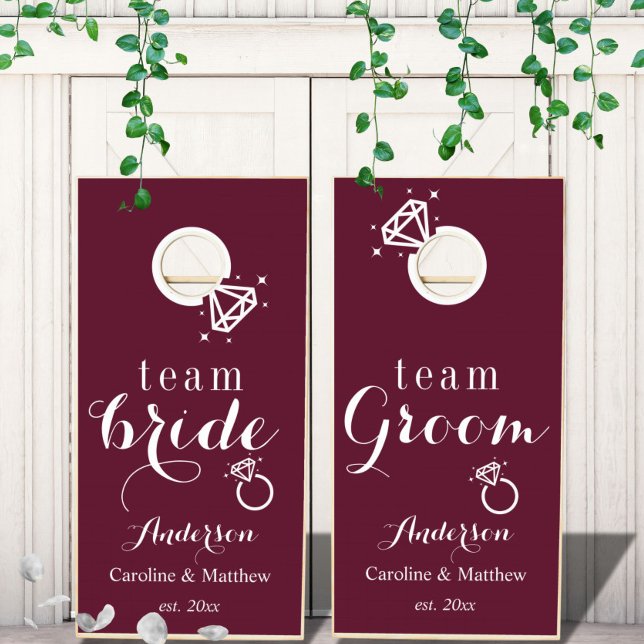Maroon wedding bride and groom cornhole set (Creator Uploaded)