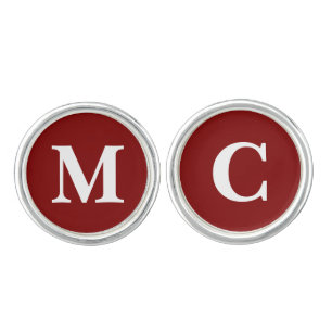 Maroon Wedding Day Gift for Groom Custom Initials Cufflinks