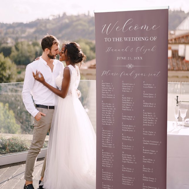 Maroon Wedding Welcome Alphabetical Seating Chart Retractable Banner (Maroon Wedding Welcome Alphabetical Seating Chart Retractable Banner)
