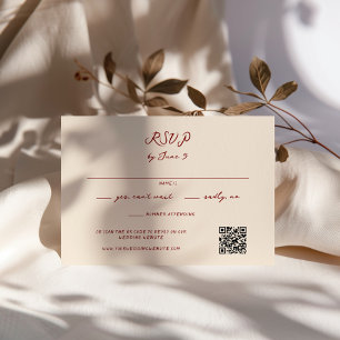 Maroon Whimsical Handwritten Wedding RSVP Card