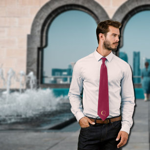 Maroon white - add monogram  neck tie