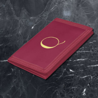 Maroon white - add monogram  trifold wallet