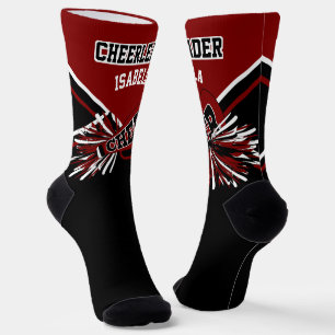 Maroon, White and Black Cheerleader Socks