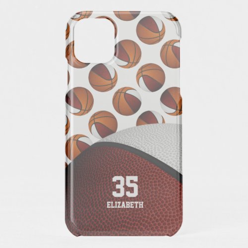 Maroon white basketball sports team colors  iPhone 11 case