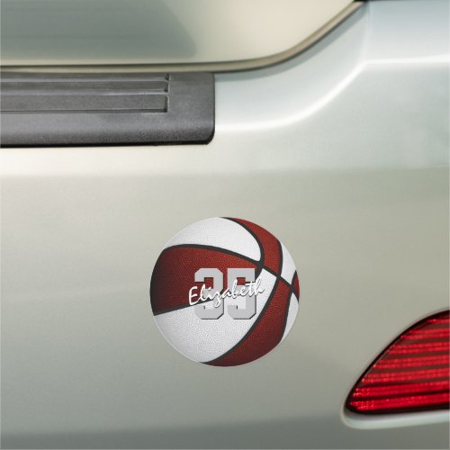 maroon white basketball team colors locker or car magnet
