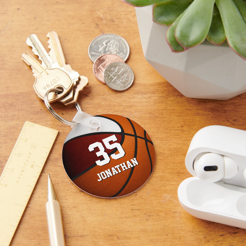 maroon white basketball team colors party favors custom keyring
