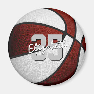 maroon white basketball team colors personalized magnet