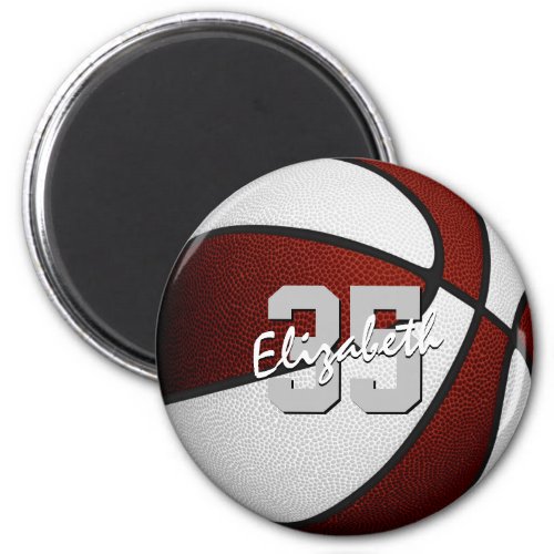 maroon white basketball team colors personalized magnet