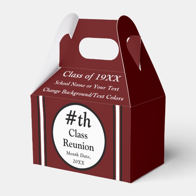 Maroon, White, Black, High School Reunion Favors Favor Boxes (Front Side)