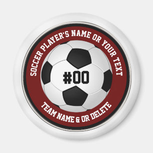 Maroon, White, Black, Soccer Goodie Bag Ideas Magnet