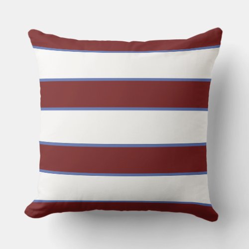 Maroon White Blue Nautical Elegant Modern Stripes Outdoor Pillow