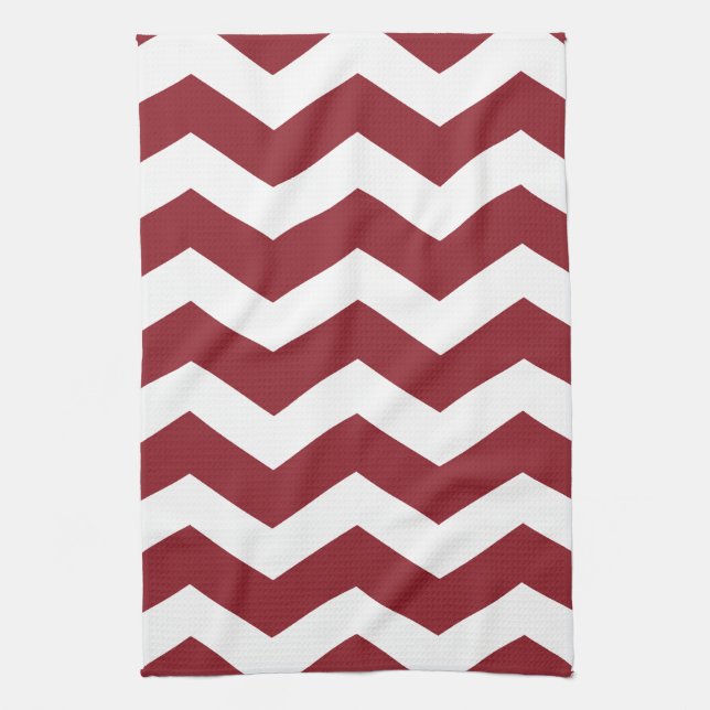 Maroon & White Chevron Towel (Vertical)
