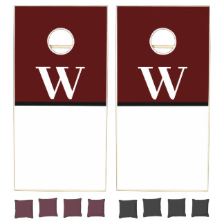 Maroon & White College Monogram Cornhole Set