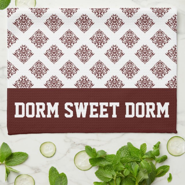 Maroon White College Team Cool Fun Dorm School Kitchen Towel (Folded)