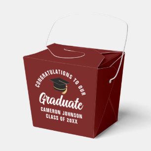 Maroon White Custom 2025 Graduation Party Fortune Favor Boxes