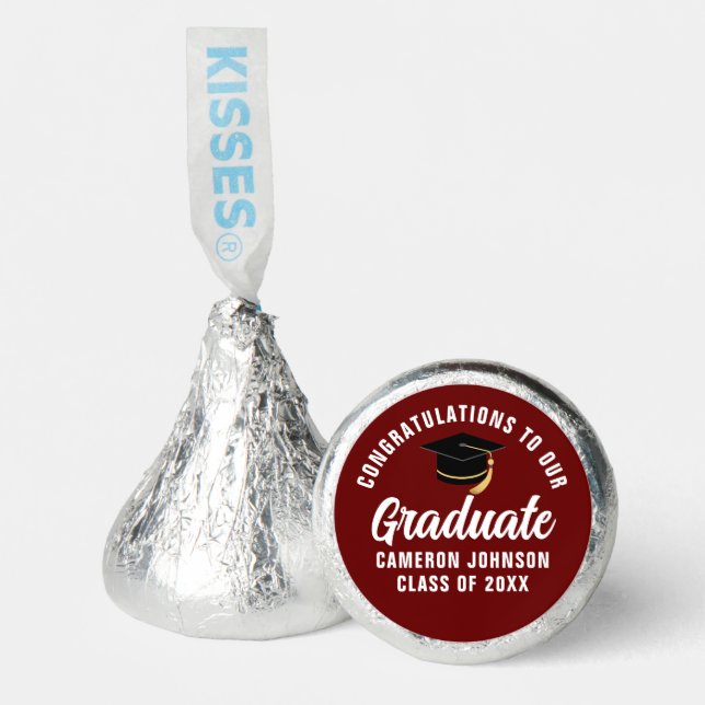 Maroon White Custom 2025 Graduation Party Hershey®'s Kisses® (Front)